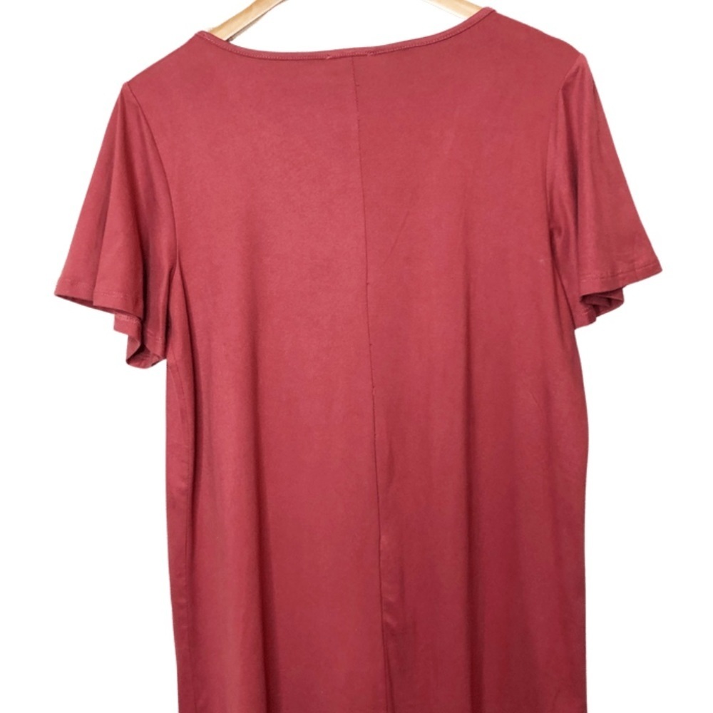 Charming‎ Charlie Red Pink Crisscross Neck Short Sleeve Tunic Dress Women's - Picture 10 of 16